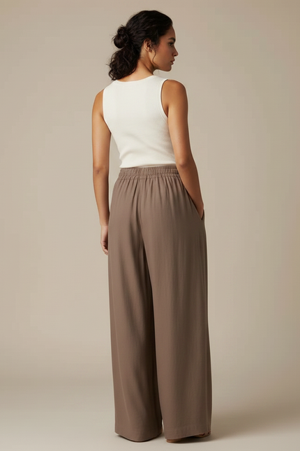 Jupe Pantalon Fluide - Marron Viscose - vue 2