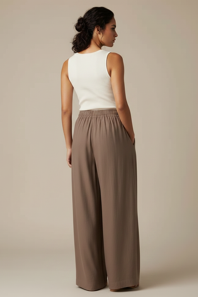 Jupe Pantalon Fluide - Marron Viscose - vue 2