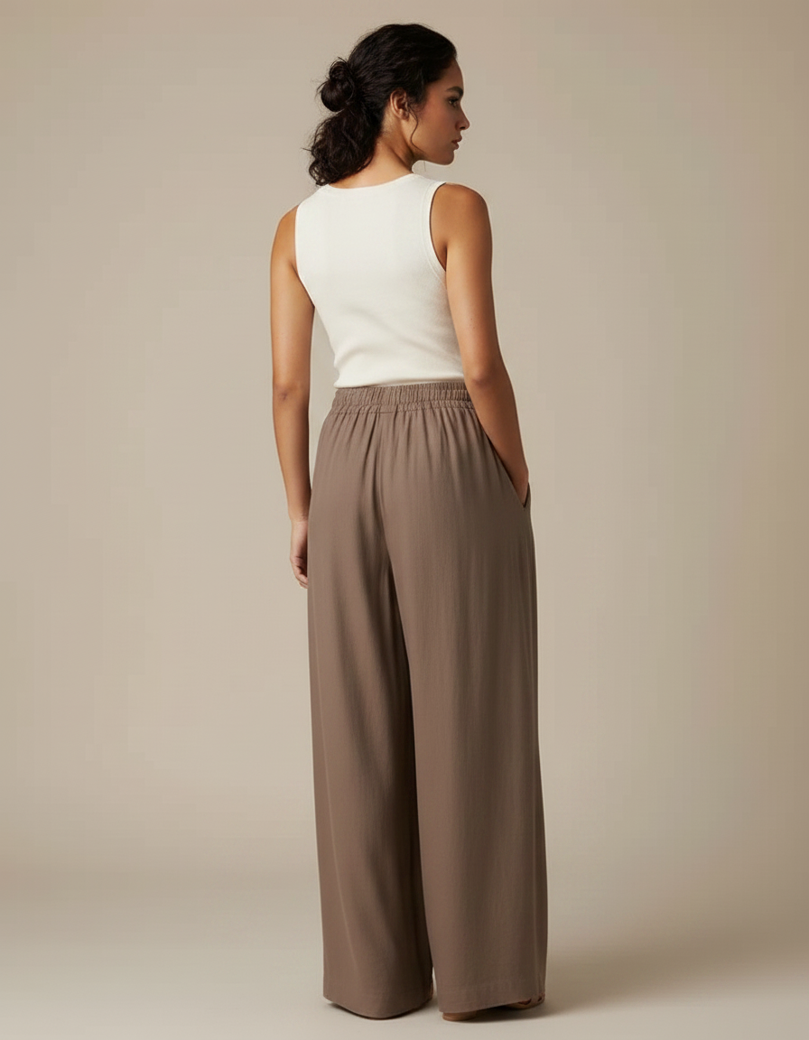 Jupe Pantalon Fluide - Marron Viscose - vue 2