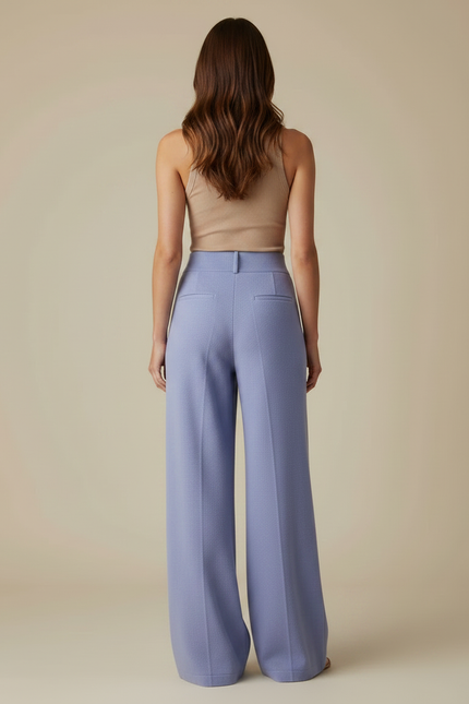 Pantalon Fluide Bleu Ample Tricot Confortable Femme - Violet Maille - vue 2