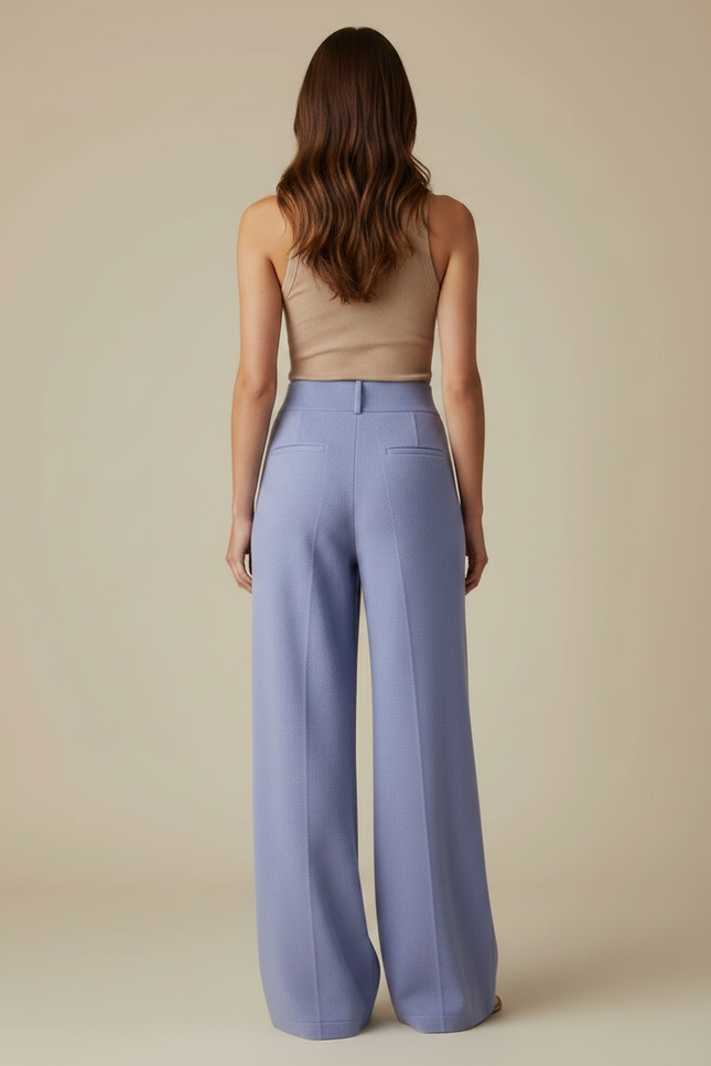 Pantalon Fluide Bleu Ample Tricot Confortable Femme - Violet Maille - vue 2