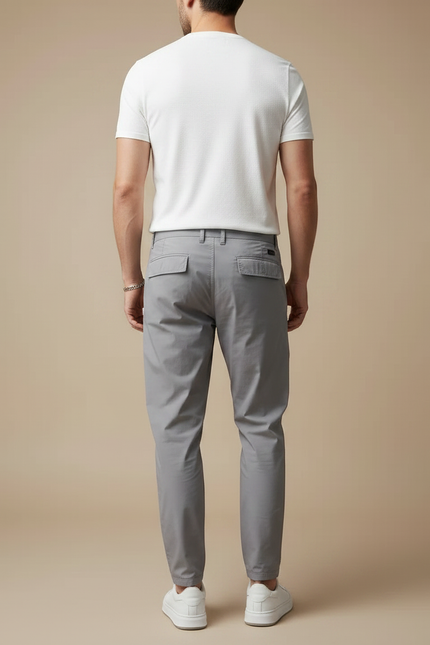 Pantalon Fluide Gris Homme Cargo Décontracté Multi-poches - Polyester - vue 2