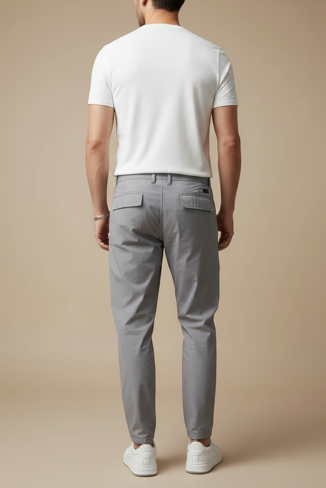 Pantalon Fluide Gris Homme Cargo Décontracté Multi-poches - Polyester - vue 2