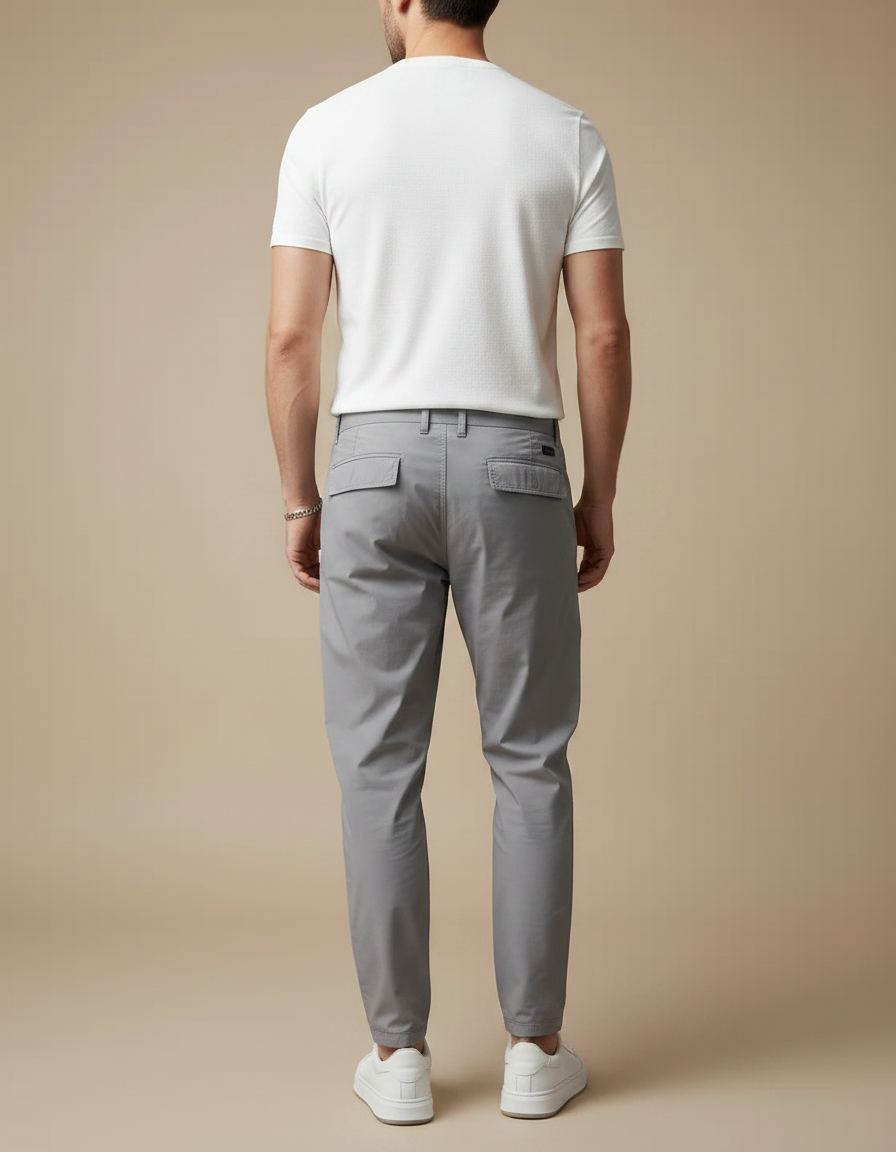 Pantalon Fluide Gris Homme Cargo Décontracté Multi-poches - Polyester - vue 2