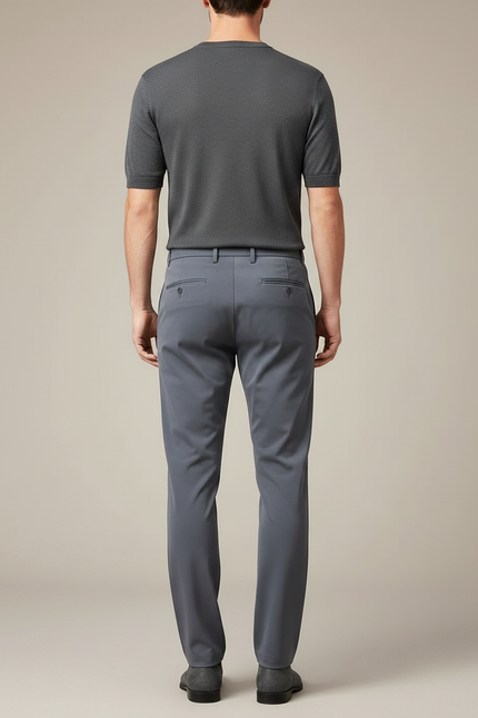 Pantalon Fluide Gris Anthracite Coupe Droite Élégant Homme - Polyester - vue 2