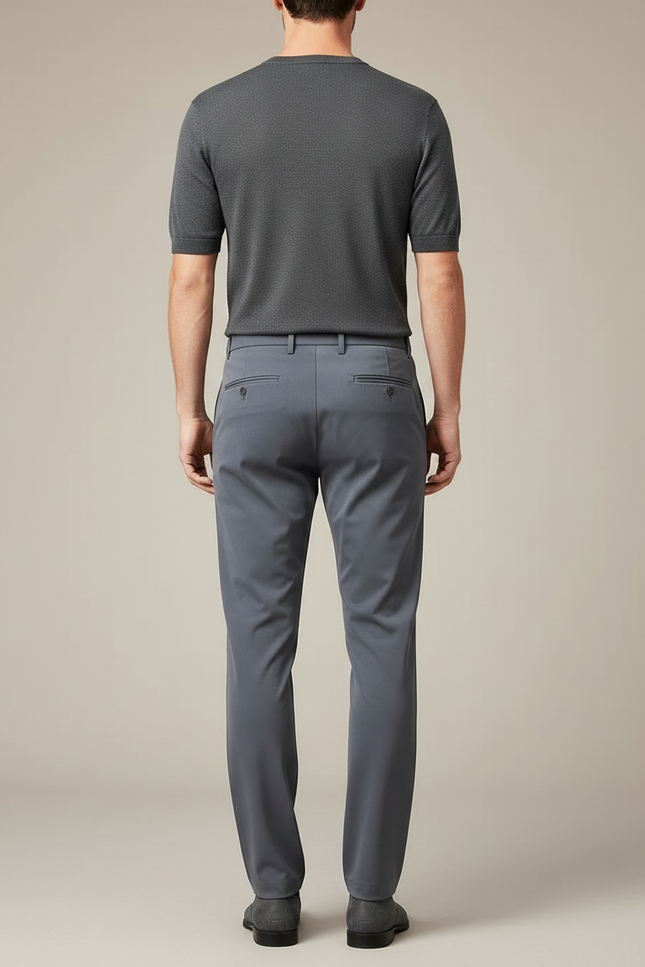 Pantalon Fluide Gris Anthracite Coupe Droite Élégant Homme - Polyester - vue 2