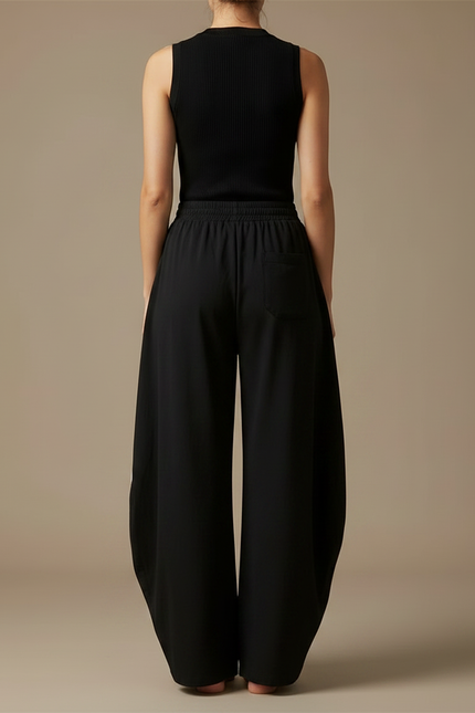 Pantalon Fluide Ample Bicolore Imprimé Chats Décontracté - Multicolore Viscose - vue 2