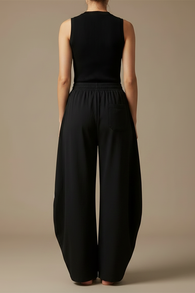 Pantalon Fluide Ample Bicolore Imprimé Chats Décontracté - Multicolore Viscose - vue 2