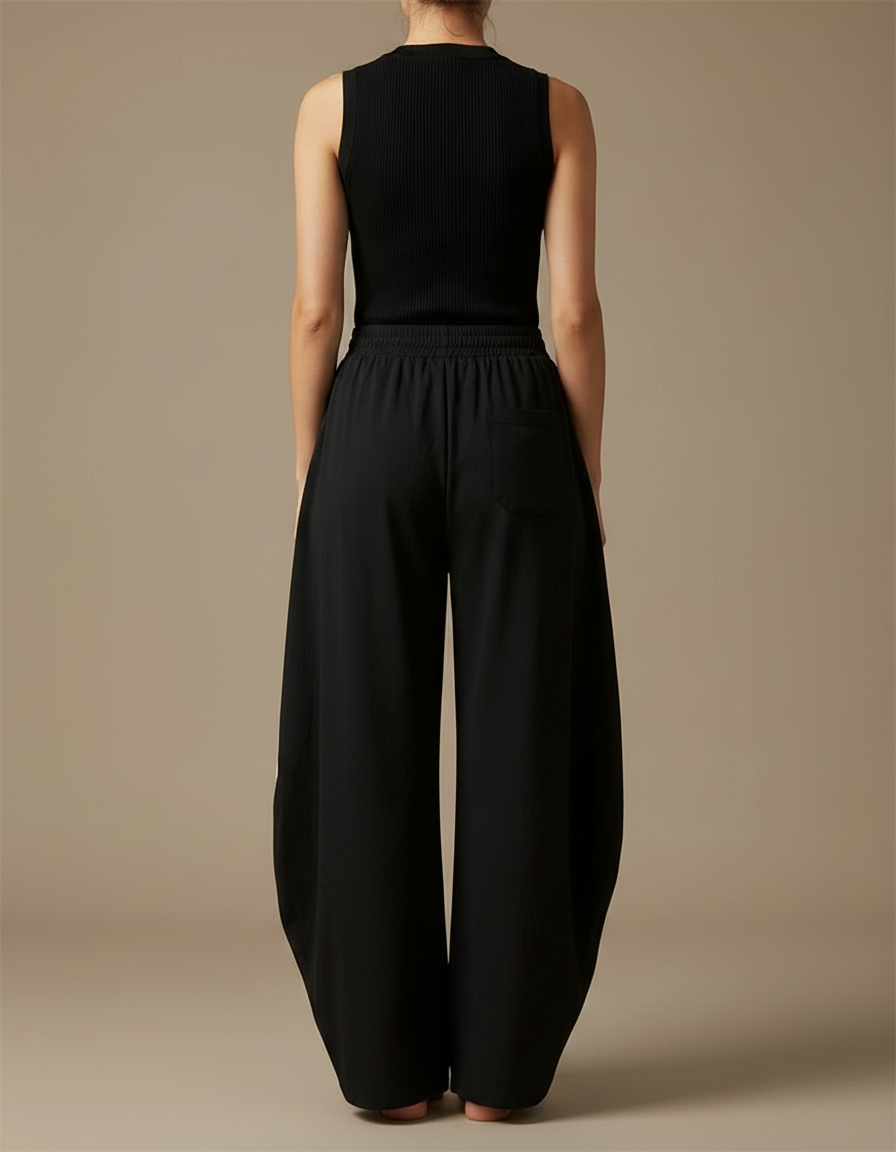 Pantalon Fluide Ample Bicolore Imprimé Chats Décontracté - Multicolore Viscose - vue 2