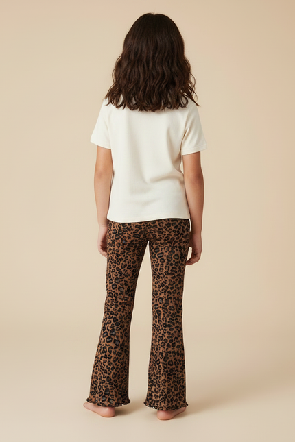 Pantalon Fluide Léopard Marron Évasé Confortable Enfant - Maille - vue 2