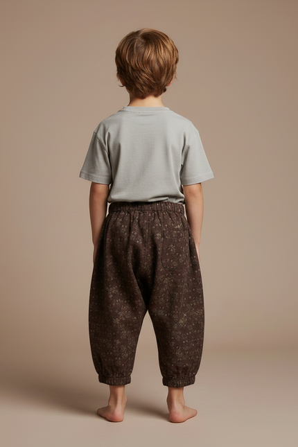 Pantalon Fluide Marron Imprimé Ample Enfant - Laine - vue 2