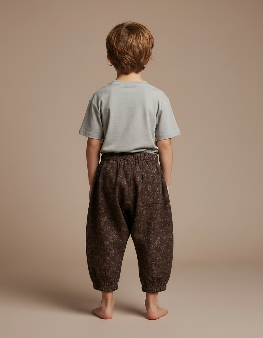 Pantalon Fluide Marron Imprimé Ample Enfant - Laine - vue 2