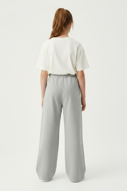 Pantalon Fluide Gris Ample Coton Sportif Fille - Molleton - vue 2