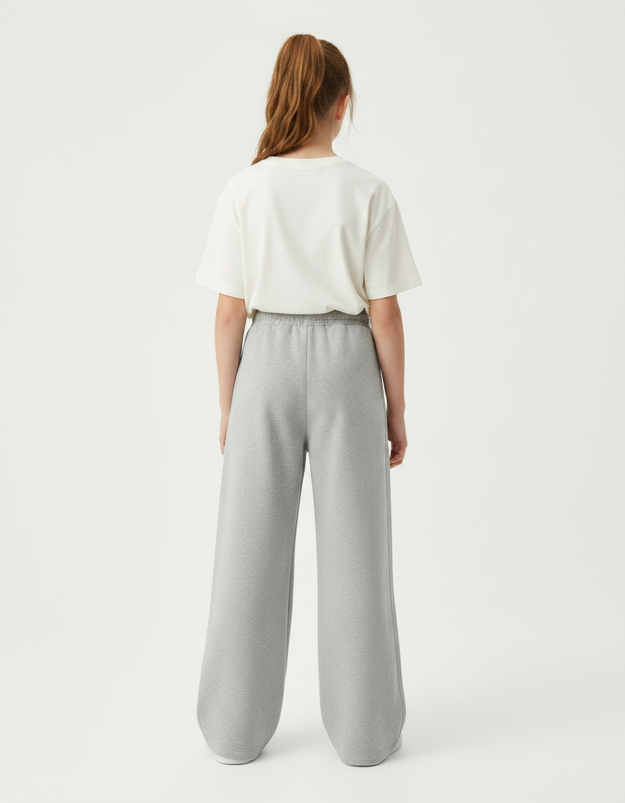 Pantalon Fluide Gris Ample Coton Sportif Fille - Molleton - vue 2