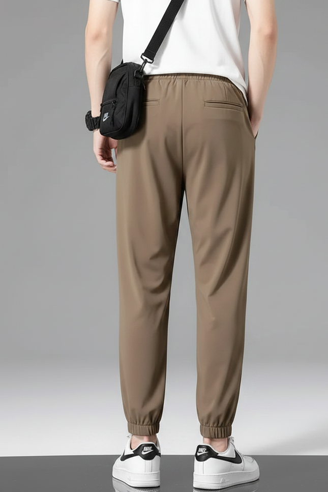 Pantalon Fluide Homme Marron Jogger Sport Léger - Kaki Polyester - vue 2