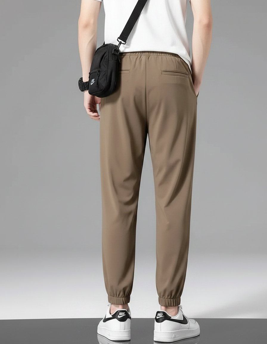 Pantalon Fluide Homme Marron Jogger Sport Léger - Kaki Polyester - vue 2