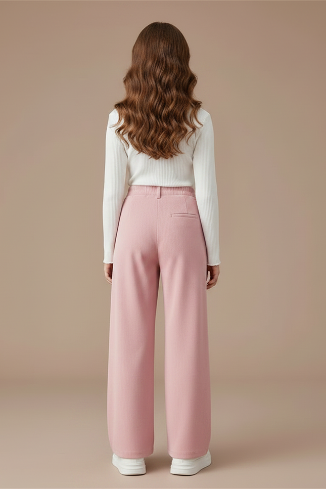 Pantalon Fluide Rose Ample Décontracté Enfant - Molleton - vue 2