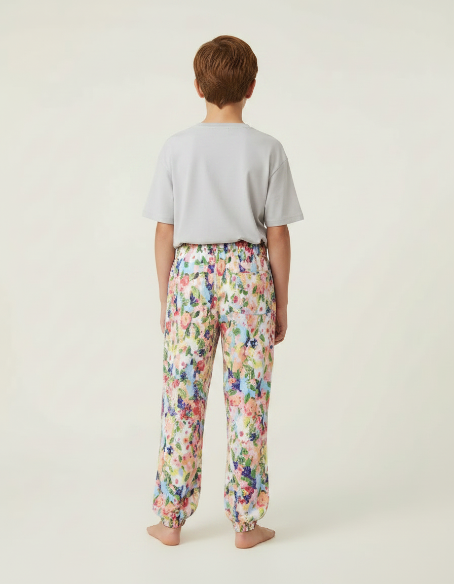 Pantalon Fluide Floral Multicolore Ample Viscose Enfant - vue 2