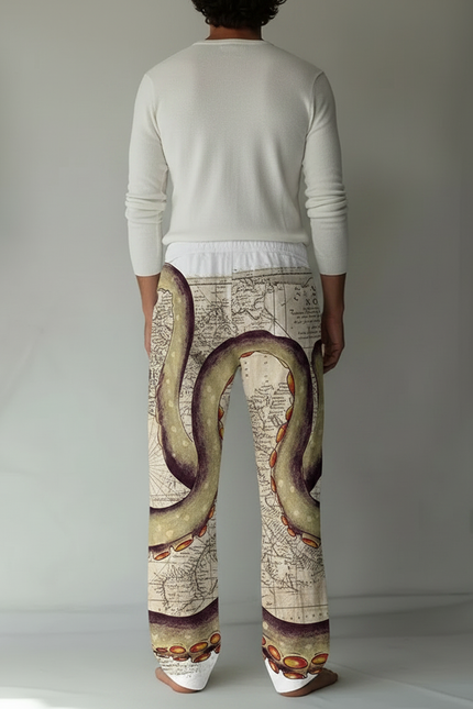 Pantalon Fluide Imprimé Poulpe Vintage Ample Homme - Polyester - vue 2