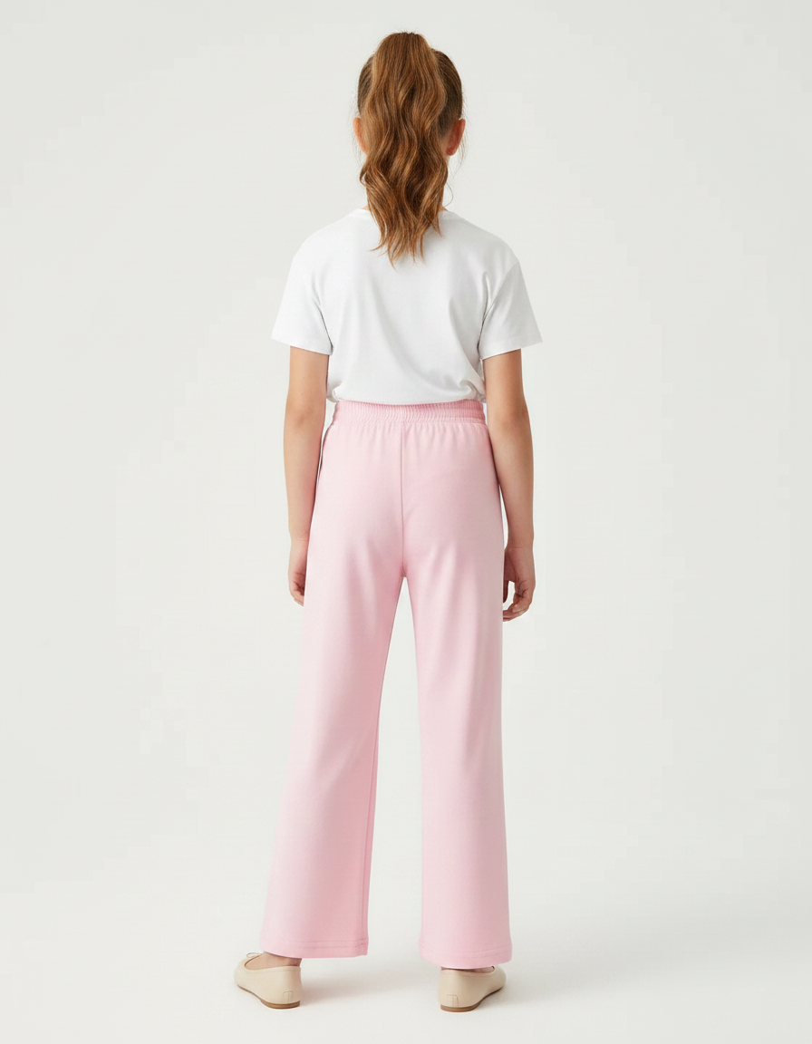 Pantalon Fluide Rose Fleur Ample Confortable Fille - Molleton - vue 2