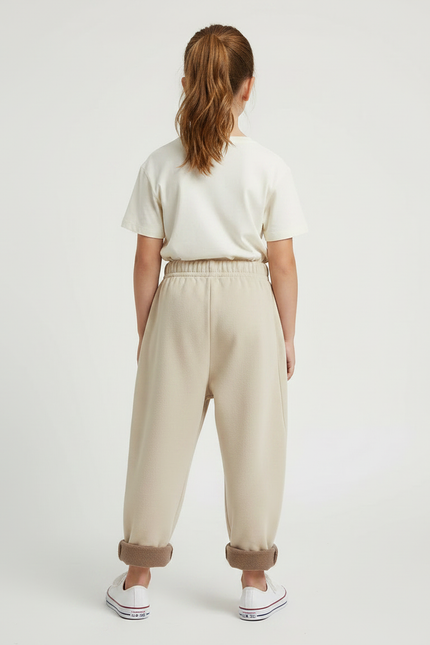 Pantalon Fluide Beige Ample Molletonné Confortable Enfant - vue 2