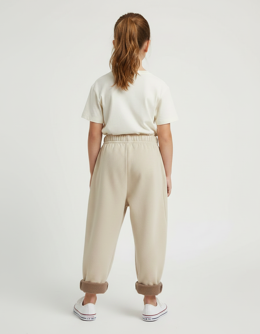 Pantalon Fluide Beige Ample Molletonné Confortable Enfant - vue 2