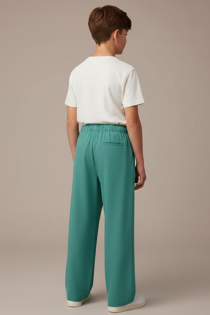 Pantalon Fluide Vert Ample Décontracté Confortable Cordon - Polyester - vue 2