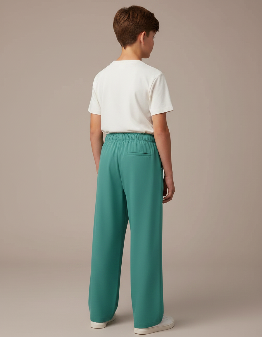 Pantalon Fluide Vert Ample Décontracté Confortable Cordon - Polyester - vue 2