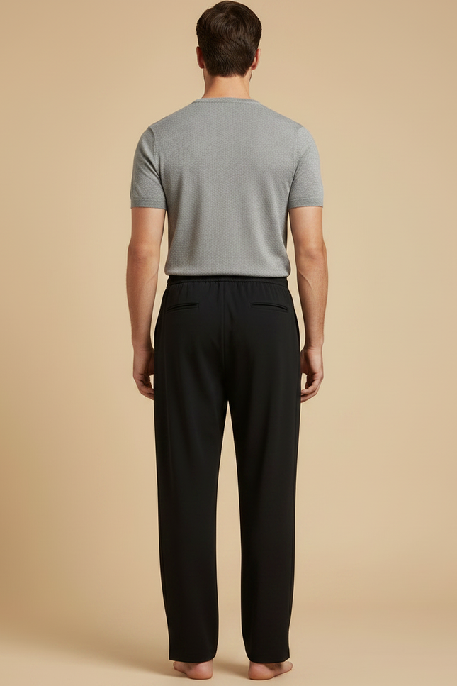 Pantalon Fluide Noir Ample Décontracté Cordon Homme - Viscose - vue 2
