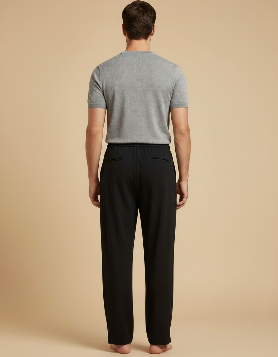 Pantalon Fluide Noir Ample Décontracté Cordon Homme - Viscose - vue 2