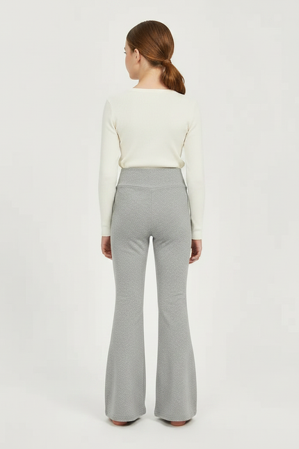 Pantalon Fluide Gris Ample Évasé Confortable Fille - Molleton - vue 2