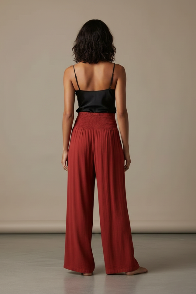 Pantalon Fluide Rouille - Rouge Viscose - vue 2