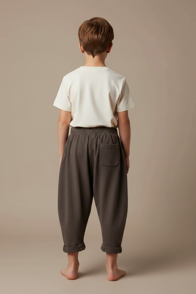 Pantalon Fluide Ample Molleton Confortable Enfant - Kaki - vue 2