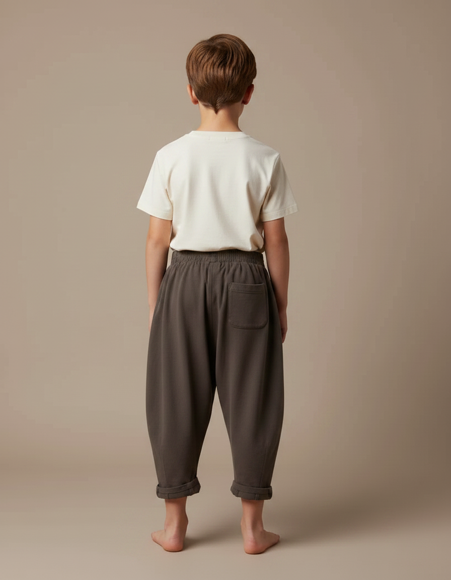 Pantalon Fluide Ample Molleton Confortable Enfant - Kaki - vue 2