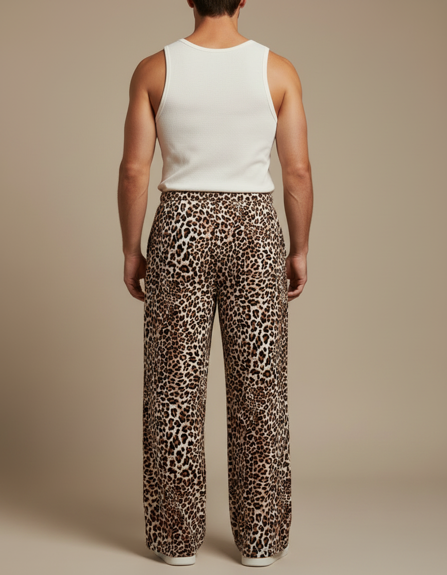 Pantalon Fluide Léopard Imprimé Ample Décontracté Homme - Viscose - vue 2