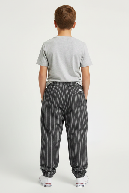 Pantalon Fluide Noir Rayé Ample Décontracté Enfant - Molleton - vue 2
