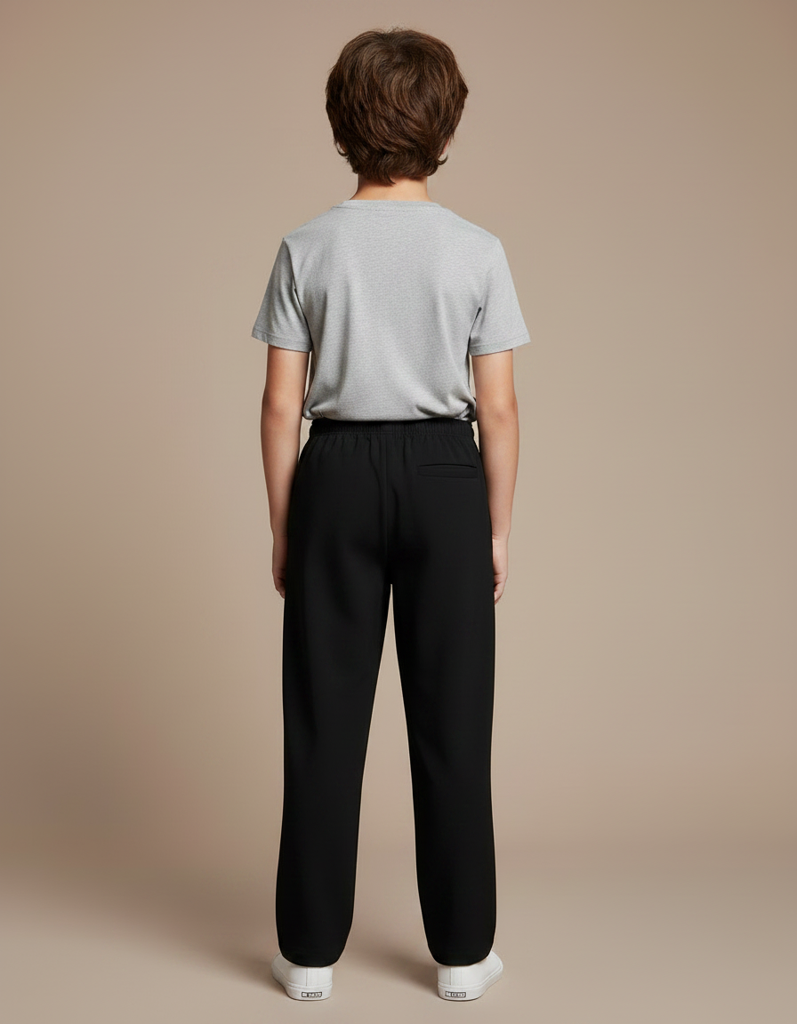 Pantalon Fluide Noir Ample Décontracté Enfant Garcon - Polyester - vue 2