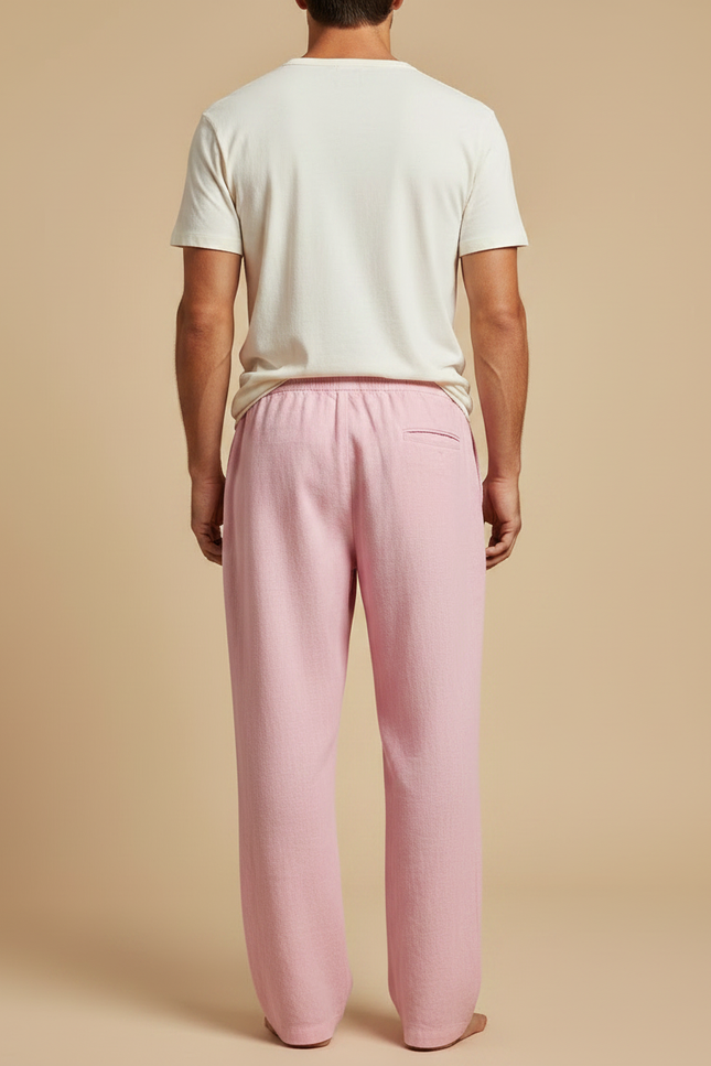 Pantalons Fluides Larges - Rose Lin - vue 2