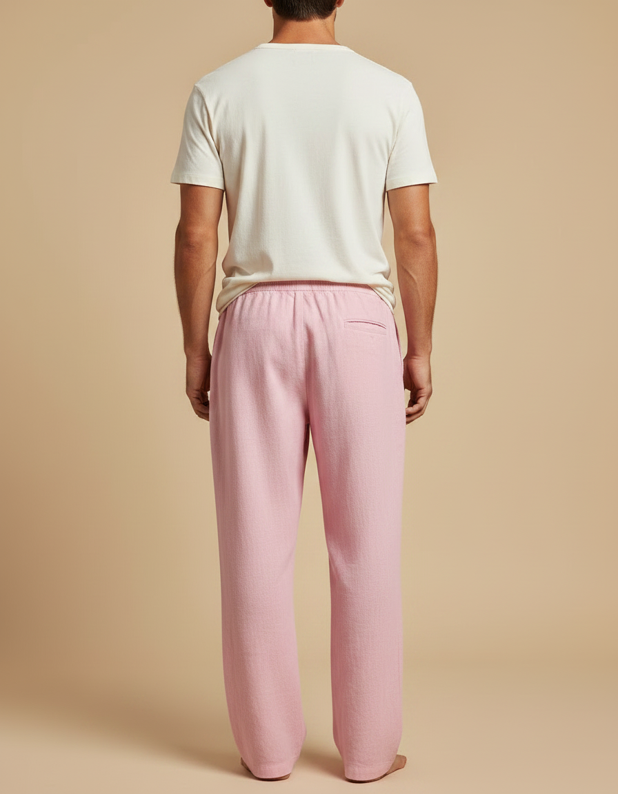Pantalons Fluides Larges - Rose Lin - vue 2