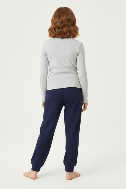 Pantalon Fluide Marine Coton Ample Décontracté Enfant - Molleton - vue 2