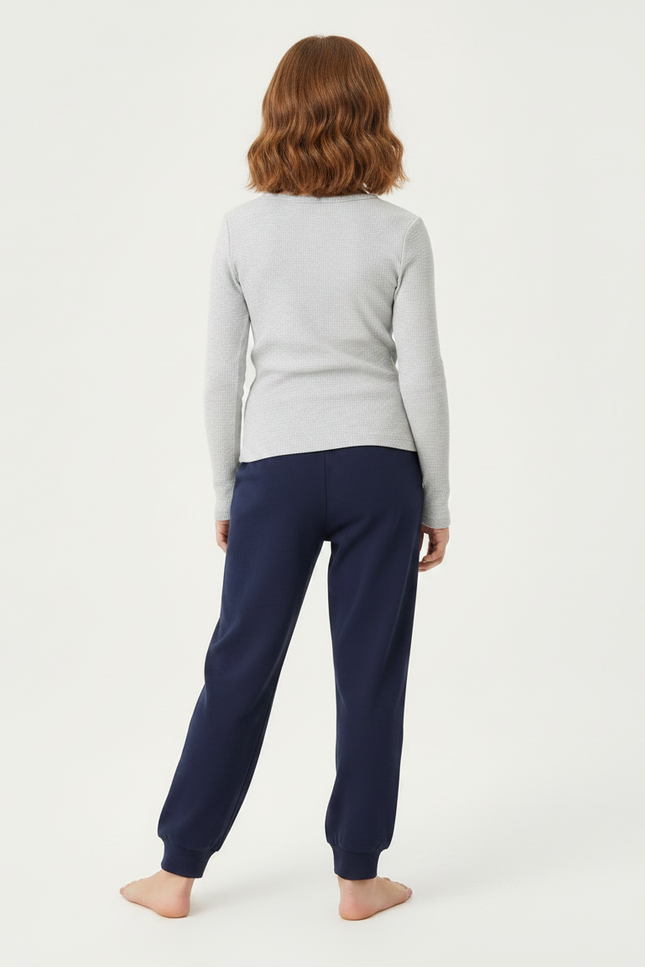 Pantalon Fluide Marine Coton Ample Décontracté Enfant - Molleton - vue 2