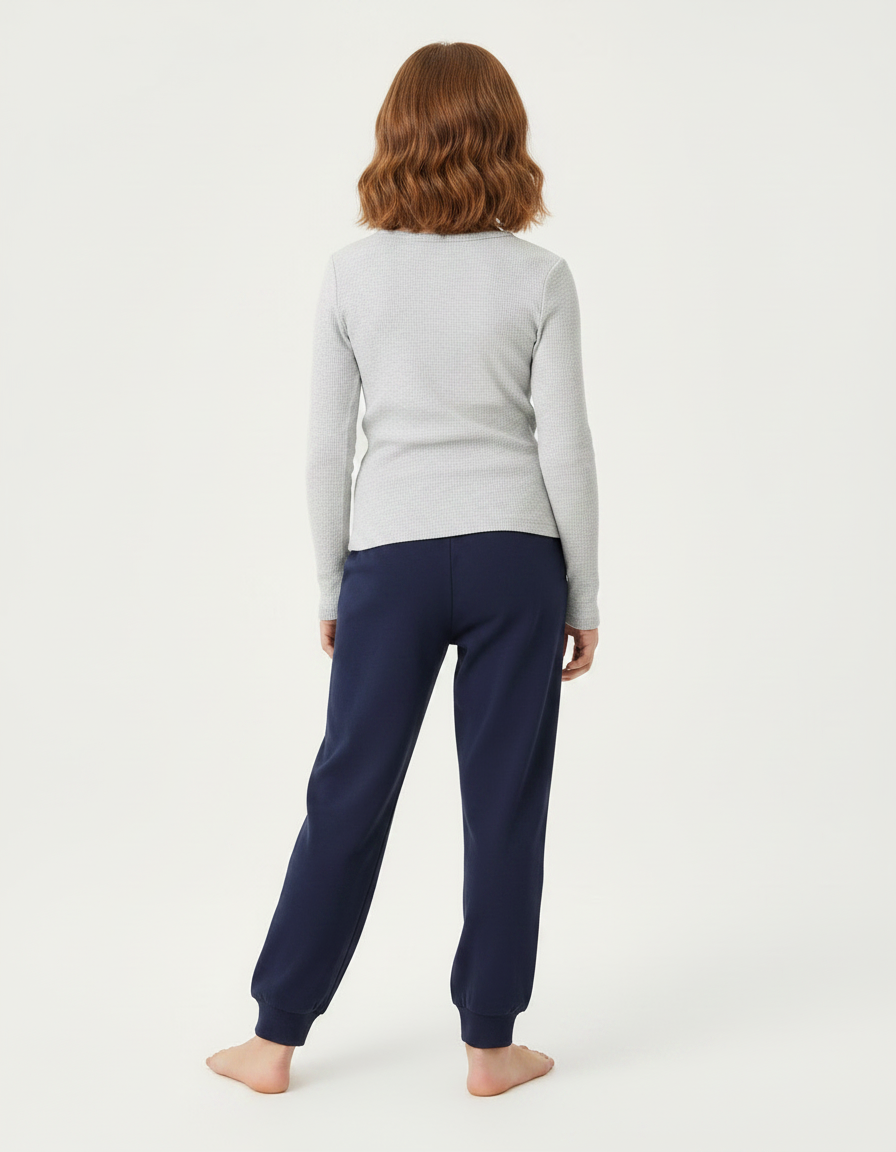 Pantalon Fluide Marine Coton Ample Décontracté Enfant - Molleton - vue 2