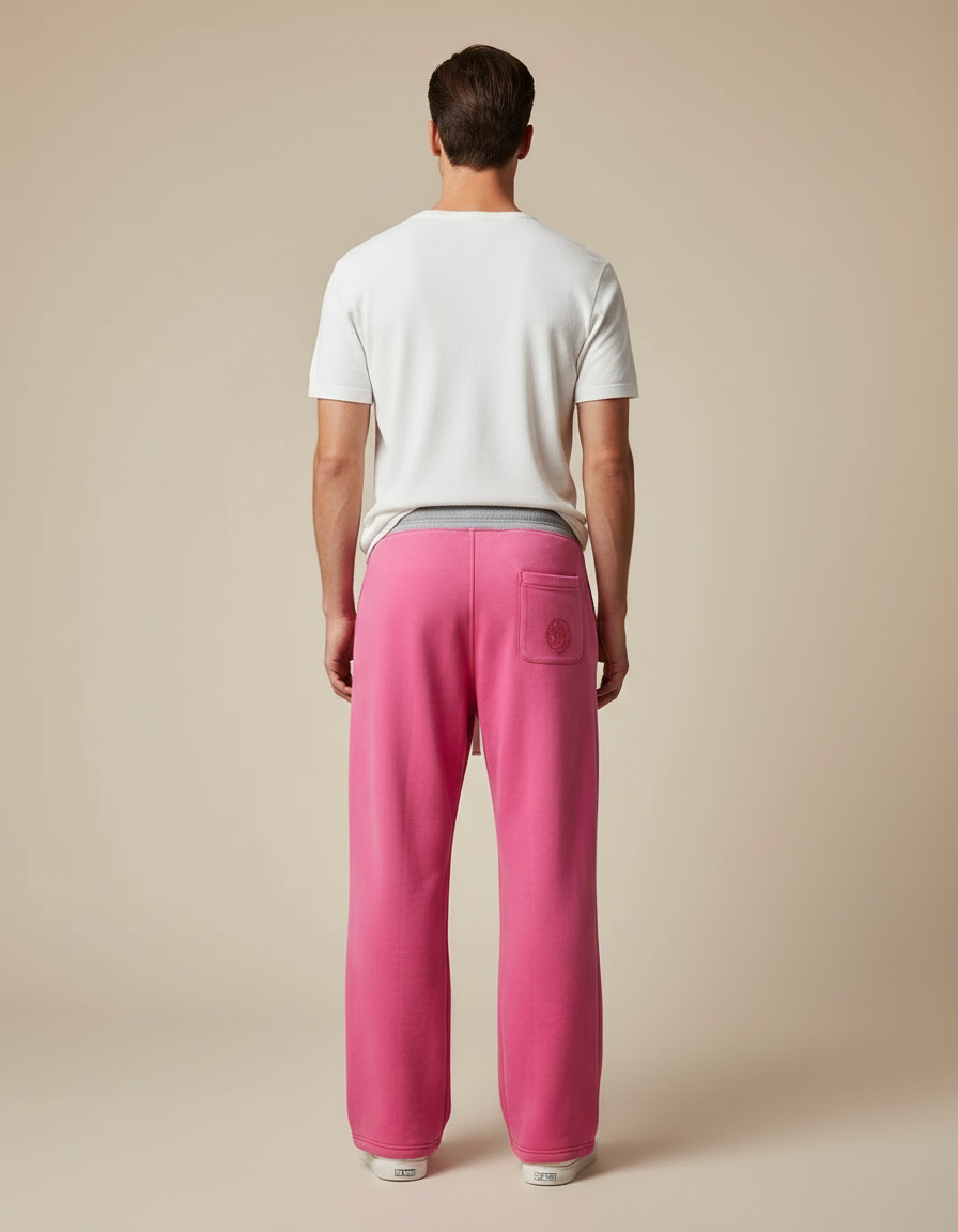 Pantalon Fluide Rose Ample Décontracté Coton Homme - Molleton - vue 2