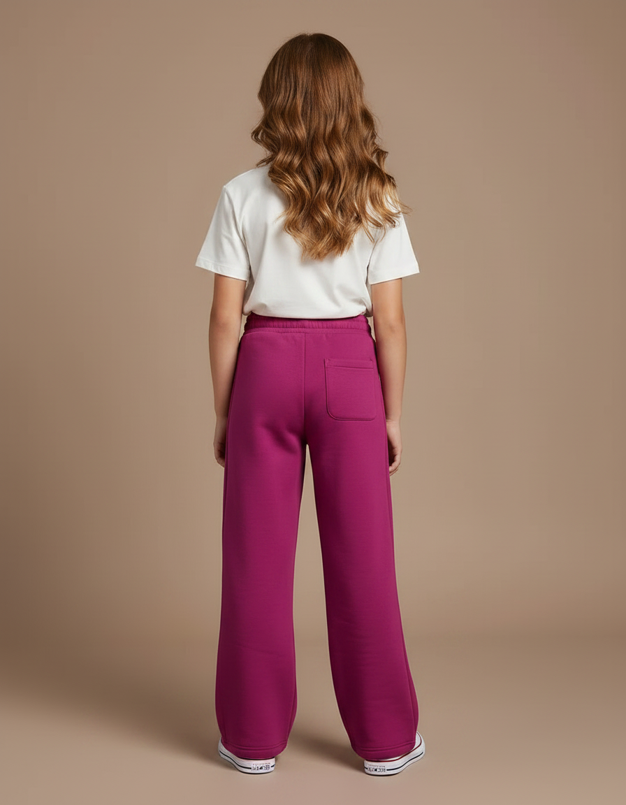 Pantalon Fluide Fuchsia Ample Molleton Brodé Fille - Rose - vue 2