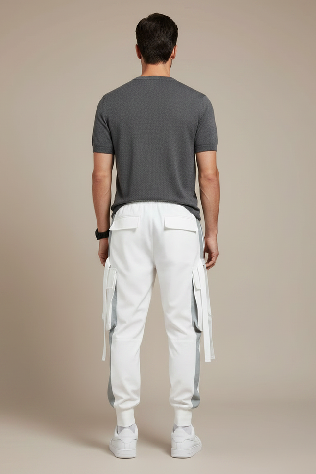 Pantalon Fluide Cargo Blanc Sport Homme - Polyester - vue 2