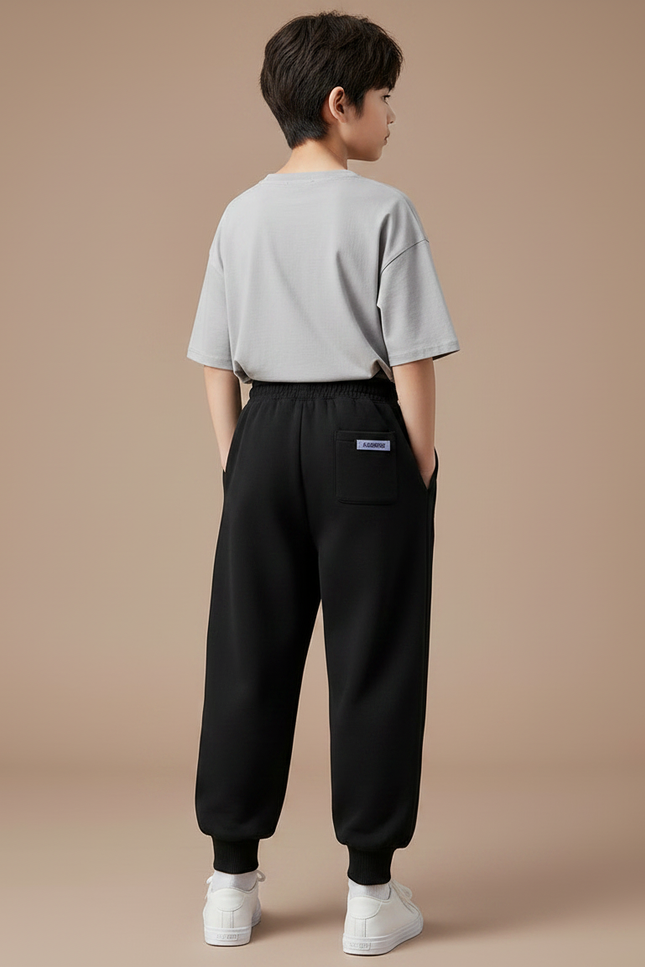 Pantalon Fluide Noir Ample Sport Décontracté Garçon - Molleton - vue 2