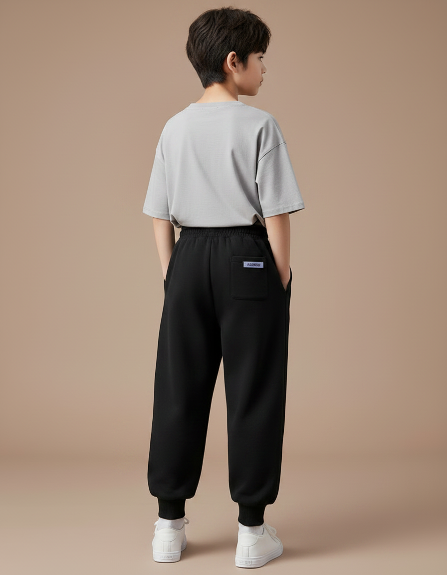 Pantalon Fluide Noir Ample Sport Décontracté Garçon - Molleton - vue 2