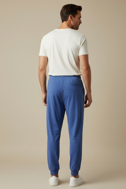 Pantalon Fluide Bleu Cordon Décontracté Homme Coton - vue 2