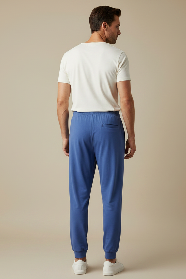Pantalon Fluide Bleu Cordon Décontracté Homme Coton - vue 2