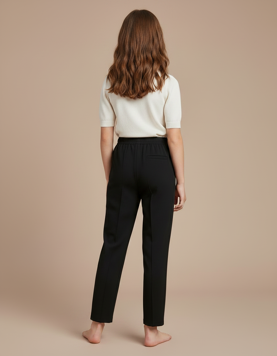 Pantalon Fluide Fille Noir Droit - Polyester - vue 2